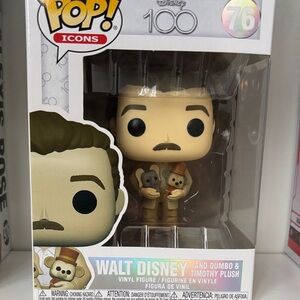 Funko Pop Icons Walt Disney with Dumbo & Timothy Plush #76.
